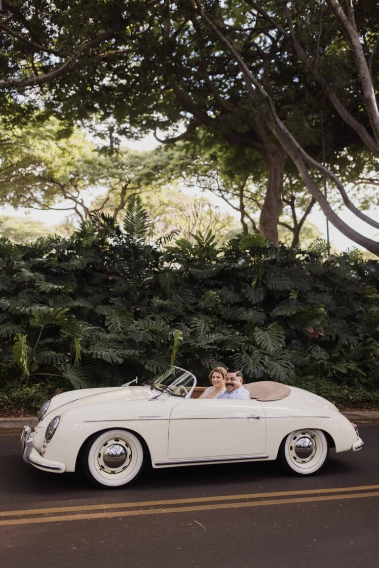 Wailea Elopement with a Classic Car – Allison & Brian